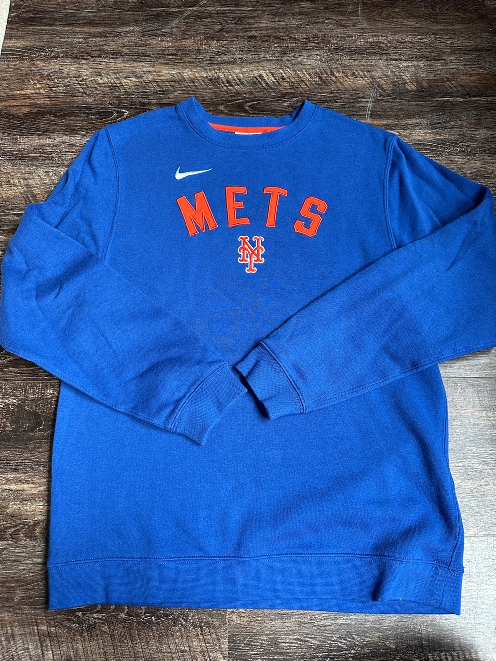 Nike Royal Blue Mets Crewneck Sweatshirt with Orange Logo